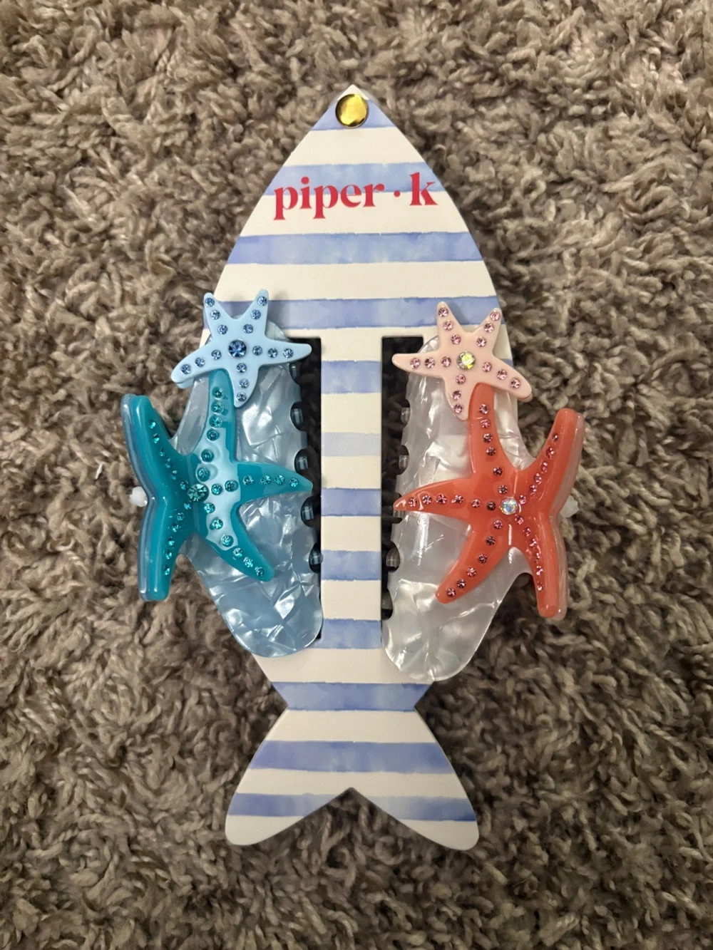 piper.k Kids Starfish Hair Clips - Blue, Teal & Coral